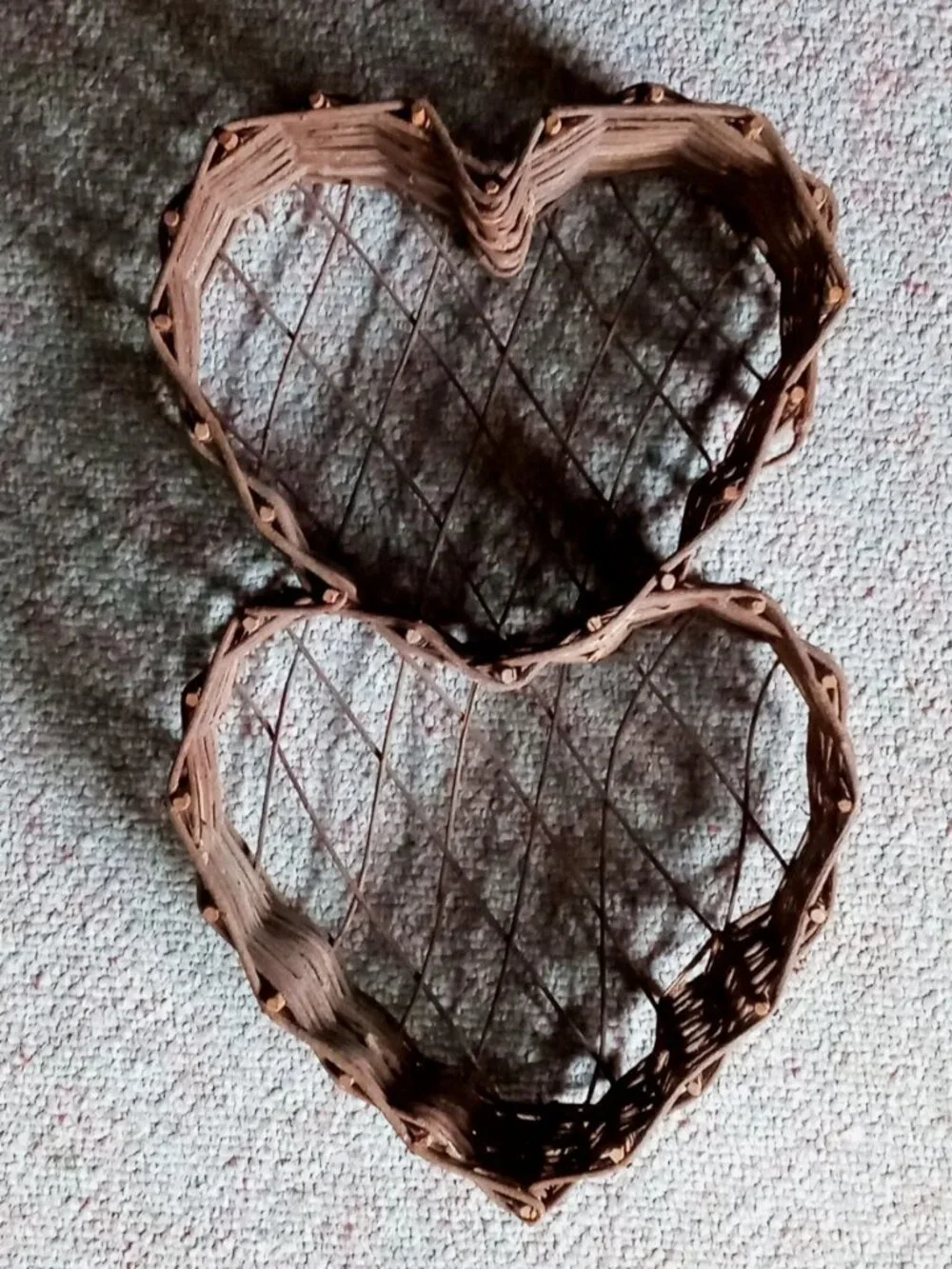 💕Vintage Cottagecore Willow Branch Duo Heart Wall Shelf Rustic Farmhouse Decor